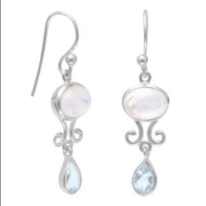 COPY - Rainbow Moonstone and Blue Topaz Drop Earr…